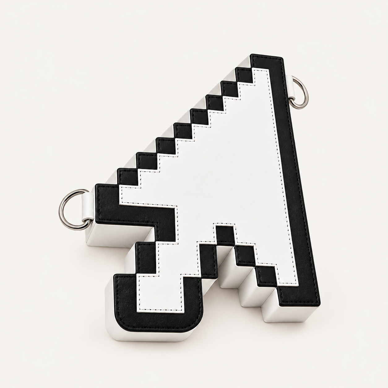 Pixel Cursor Leather Crossbody Bag – Black & White Geometric Statement Bag Gallery